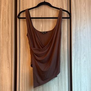 Silence + Noise Asymmetrical Brown Tank Top